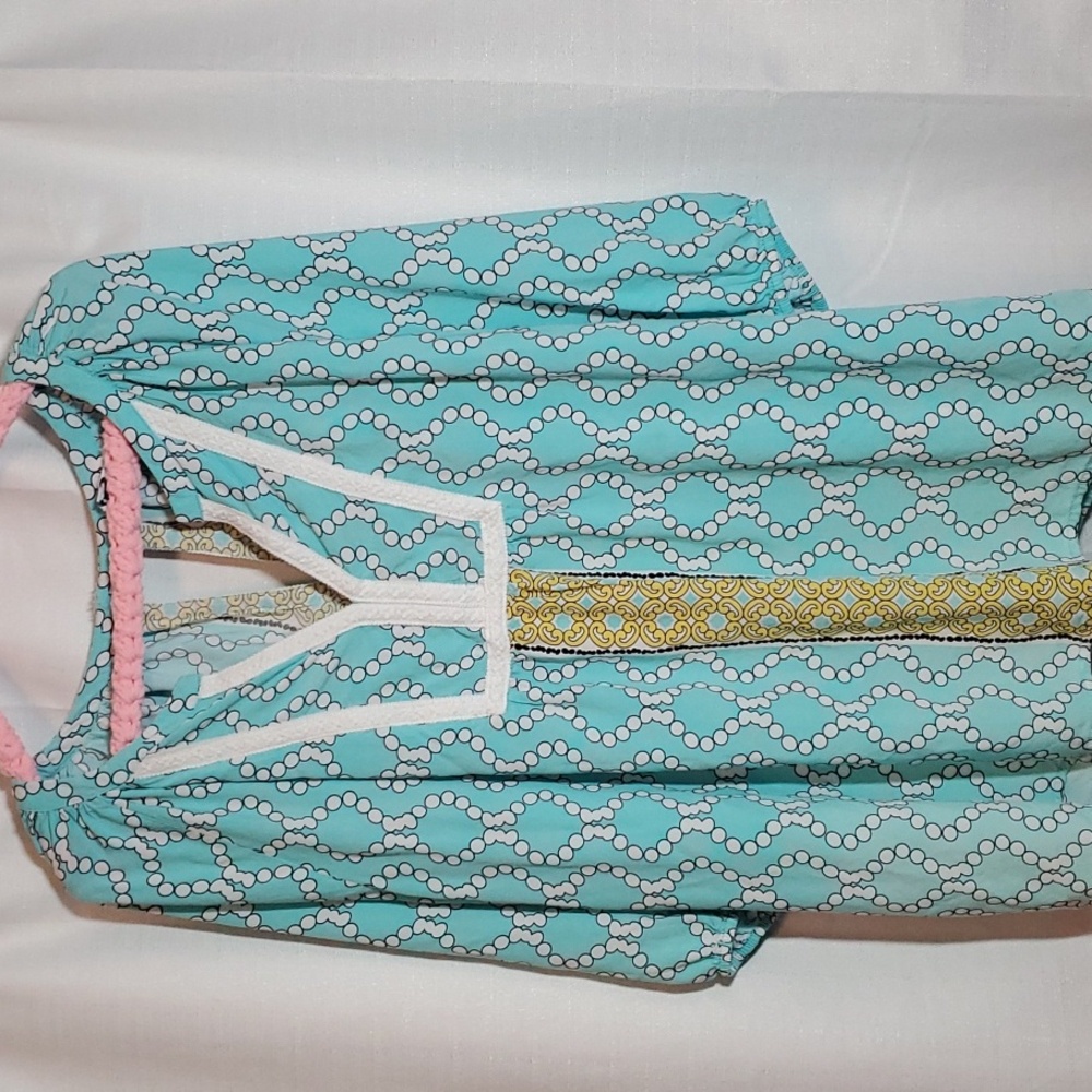 Crown & Ivy Teal and Yellow Patterned Tunic